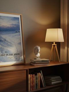 Lost in the snow watercolour print on bookshelf – Joanna Cole fan gift
