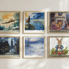 Lost in the snow Literary Art Print by Joanna Cole – square print in a six-frame gallery wall