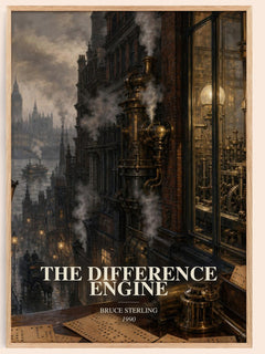 The Difference Engine watercolour book poster by Bruce Sterling – framed literary art print