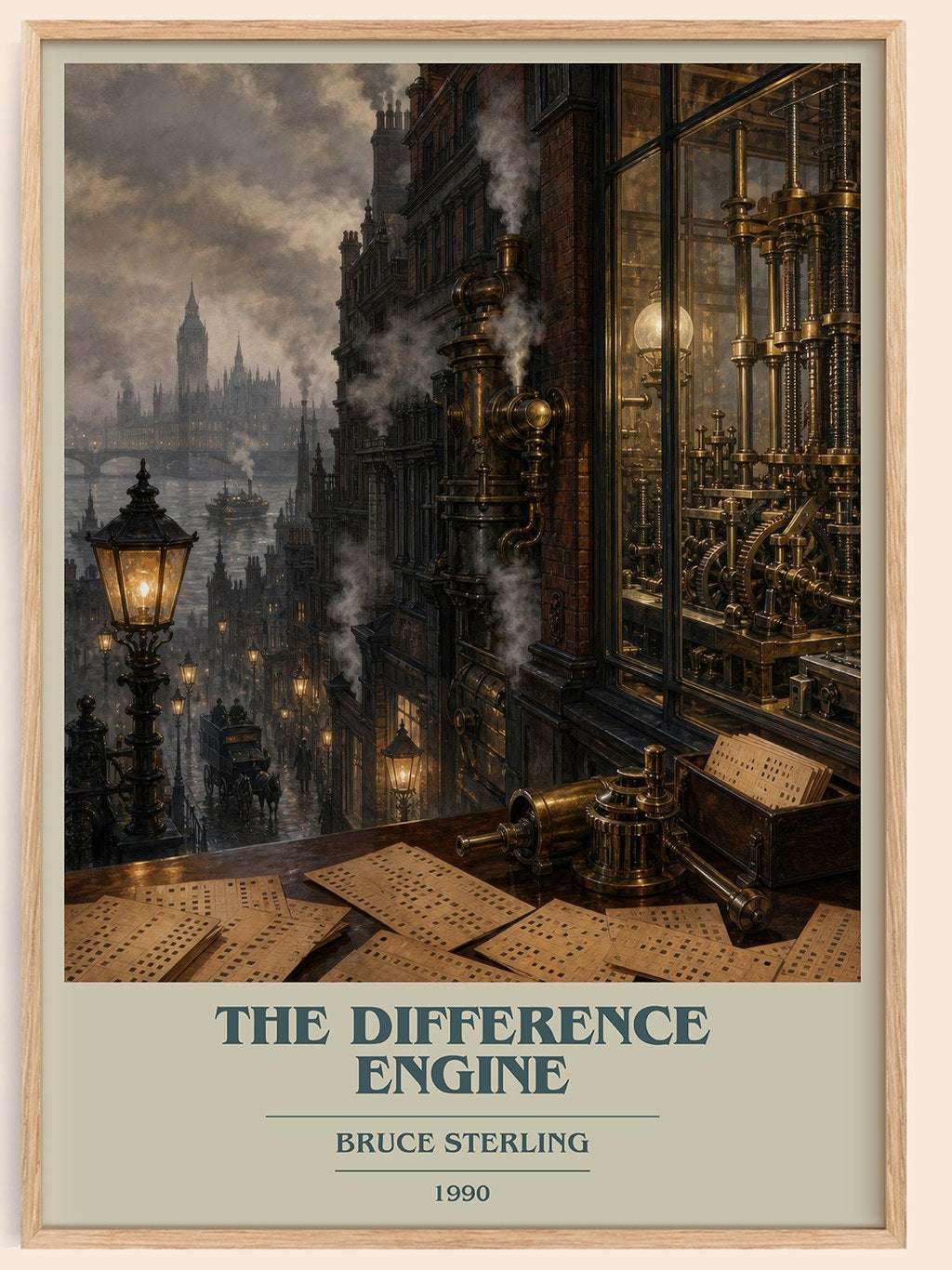 The Difference Engine book cover book poster by Bruce Sterling – framed literary art print