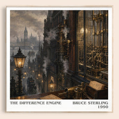 The Difference Engine literary book poster by Bruce Sterling – framed literary art print