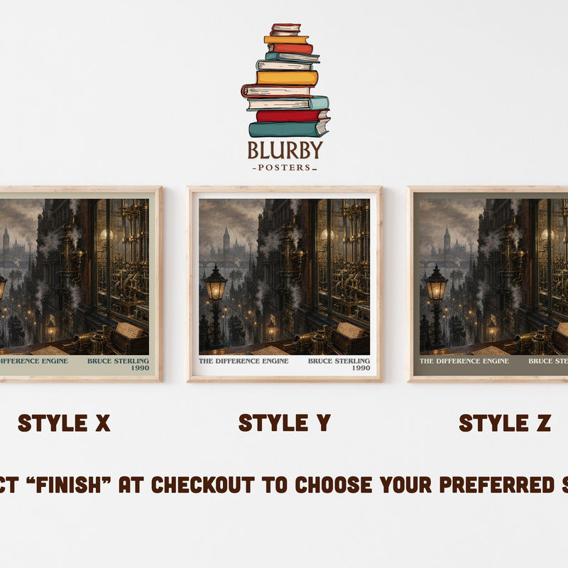 The Difference Engine literary print in frame leaning in hallway – sci fi wall art