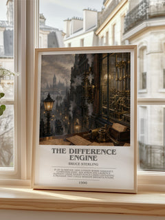 The Difference Engine bookish poster colour and style options – Bruce Sterling book art