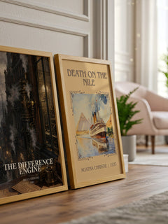 The Difference Engine watercolour print framed by window – literary home decor