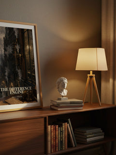The Difference Engine watercolour print on bookshelf – Bruce Sterling fan gift