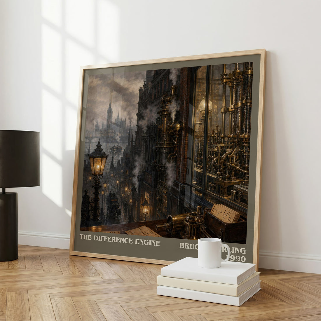 The Difference Engine literary print framed by window – literary home decor