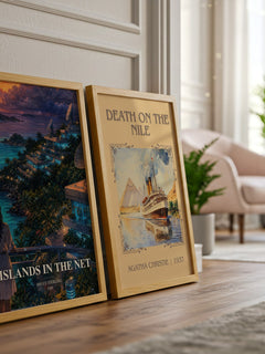 Islands in the Net watercolour print framed by window – literary home decor