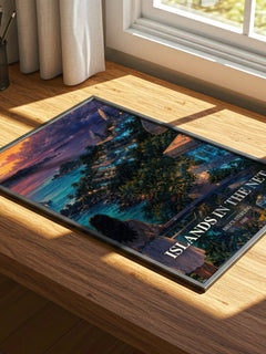 Islands in the Net watercolour book poster framed on wall – sci fi wall art