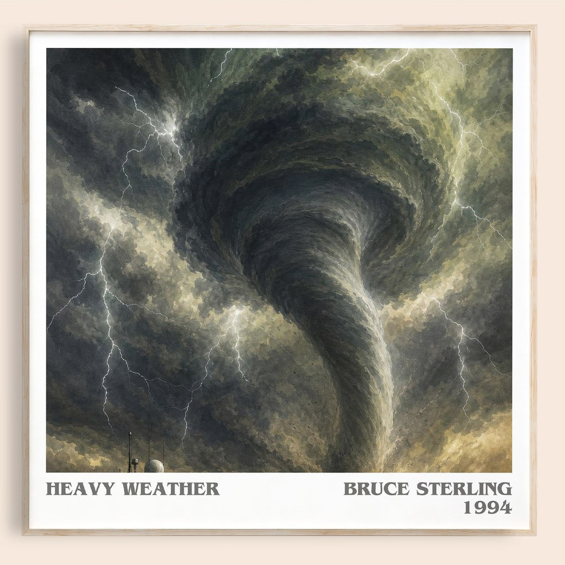 Heavy weather literary book poster by Bruce Sterling – framed literary art print