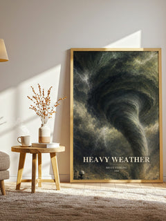 Heavy weather watercolour print in frame leaning in hallway – sci fi wall art