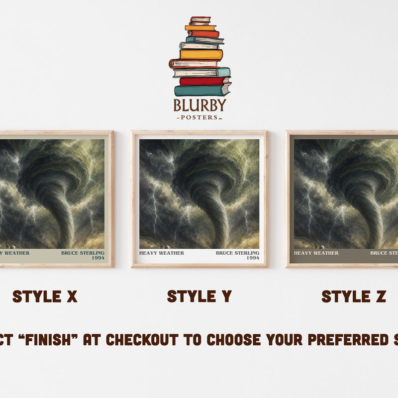 Heavy weather literary print in frame leaning in hallway – sci fi wall art