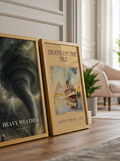 Heavy weather watercolour print framed by window – literary home decor