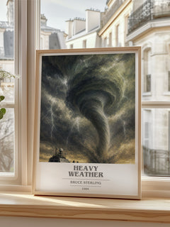 Heavy weather book cover poster colour and style options – Bruce Sterling book art