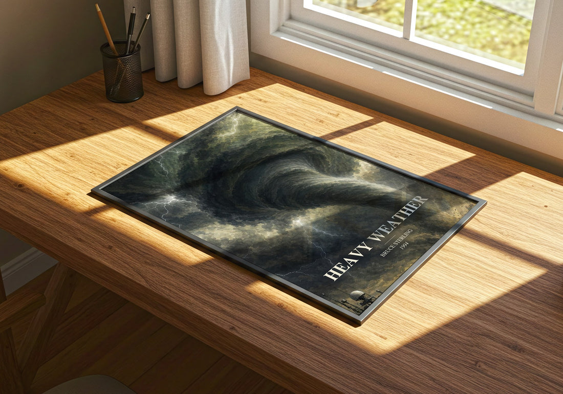Heavy weather watercolour book poster framed on wall – sci fi wall art