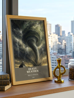 Heavy weather book cover print framed by window – literary home decor