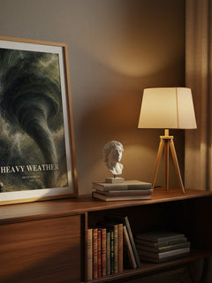 Heavy weather watercolour print on bookshelf – Bruce Sterling fan gift