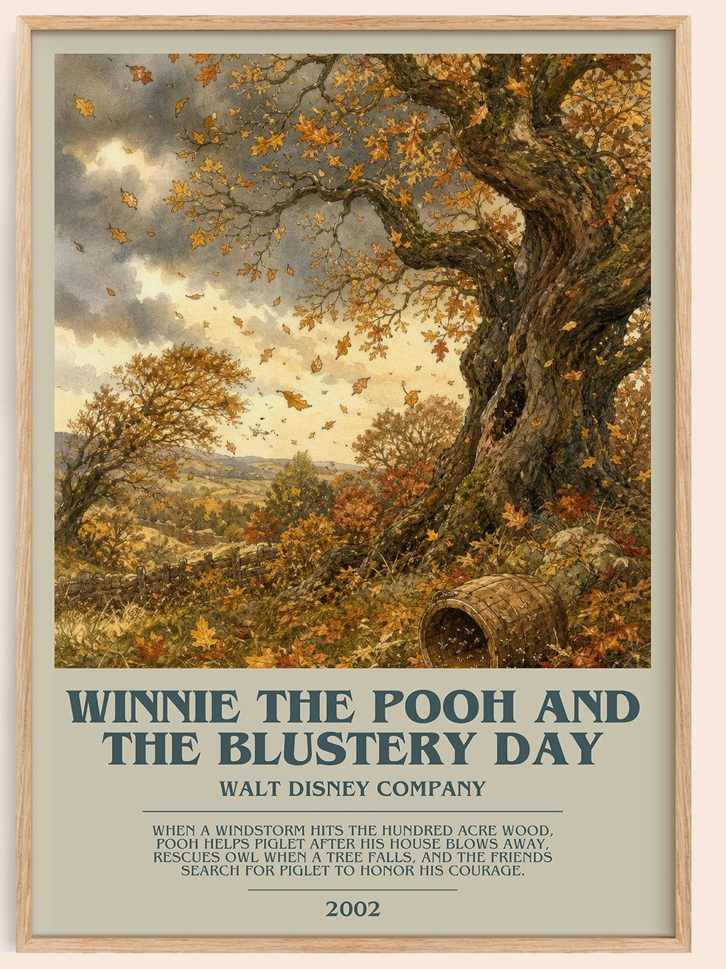 Winnie the Pooh and the Blustery Day bookish book poster by Walt Disney Company – framed literary art print