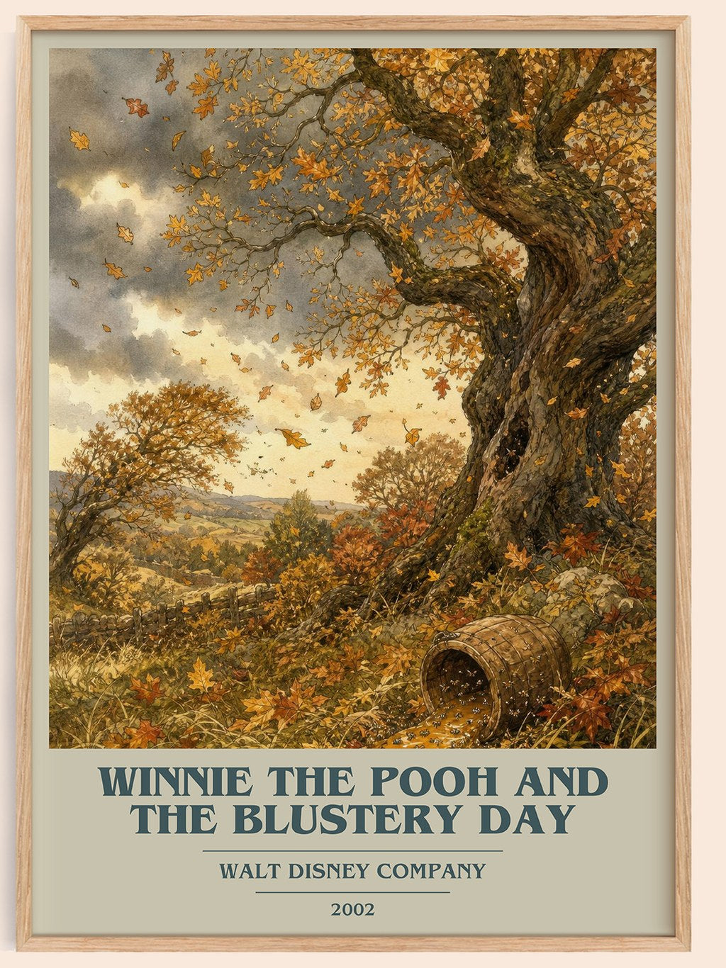 Winnie the Pooh and the Blustery Day book cover book poster by Walt Disney Company – framed literary art print