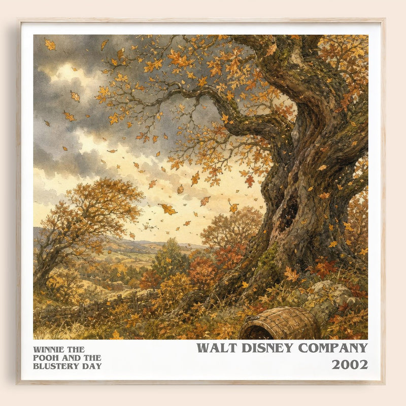 Winnie the Pooh and the Blustery Day literary book poster by Walt Disney Company – framed literary art print
