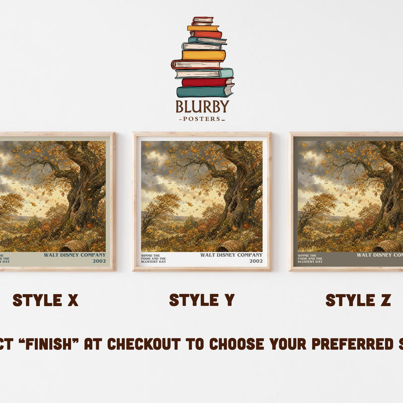 Winnie the Pooh and the Blustery Day literary print in frame leaning in hallway – childrens wall art