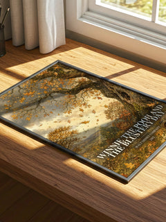 Winnie the Pooh and the Blustery Day watercolour book poster framed on wall – childrens wall art