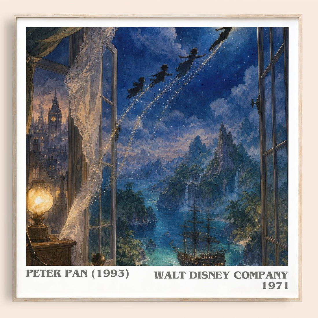 Peter Pan (1993) literary book poster by Walt Disney Company – framed literary art print