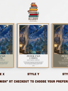 Peter Pan (1993) bookish print in frame leaning in hallway – childrens wall art