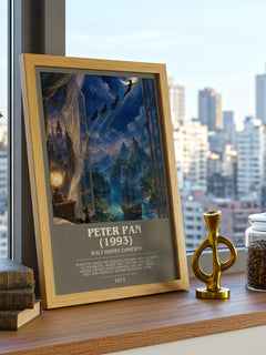 Peter Pan (1993) bookish print framed by window – literary home decor