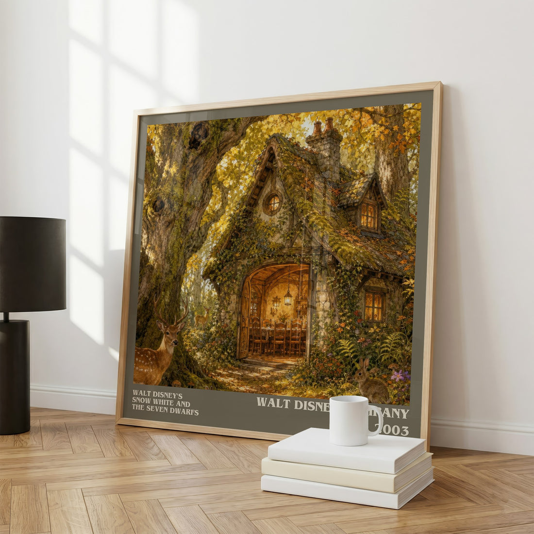 Walt Disney's Snow White and the seven dwarfs literary print framed by window – literary home decor