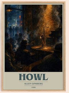 Howl book cover book poster by Allen Ginsberg – framed literary art print