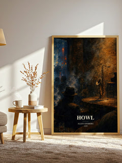 Howl watercolour print in frame leaning in hallway – poetry wall art