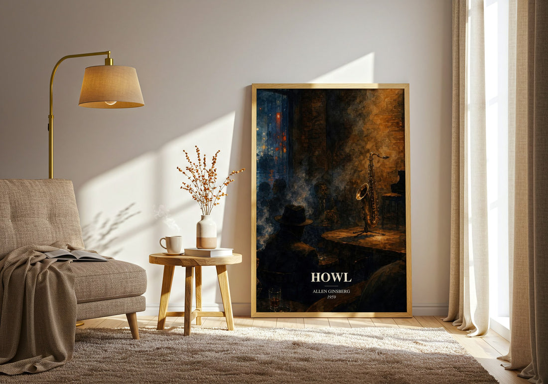 Howl watercolour print in frame leaning in hallway – poetry wall art