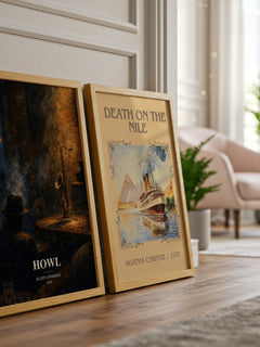 Howl watercolour print framed by window – literary home decor