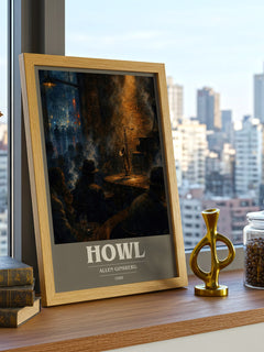 Howl book cover print framed by window – literary home decor
