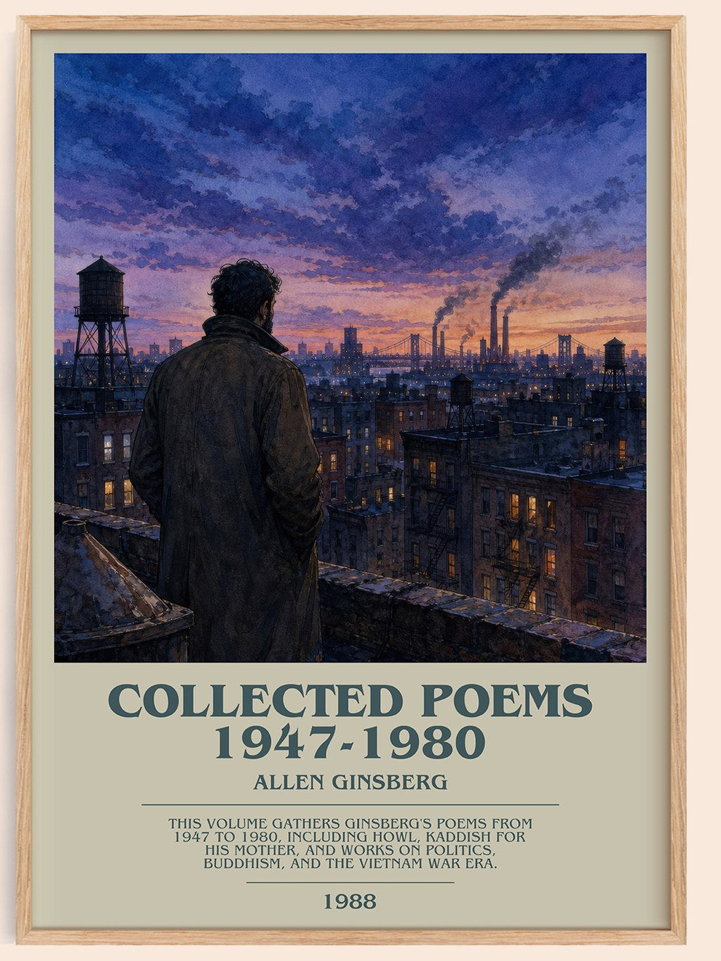 Collected Poems 1947-1980 bookish book poster by Allen Ginsberg – framed literary art print