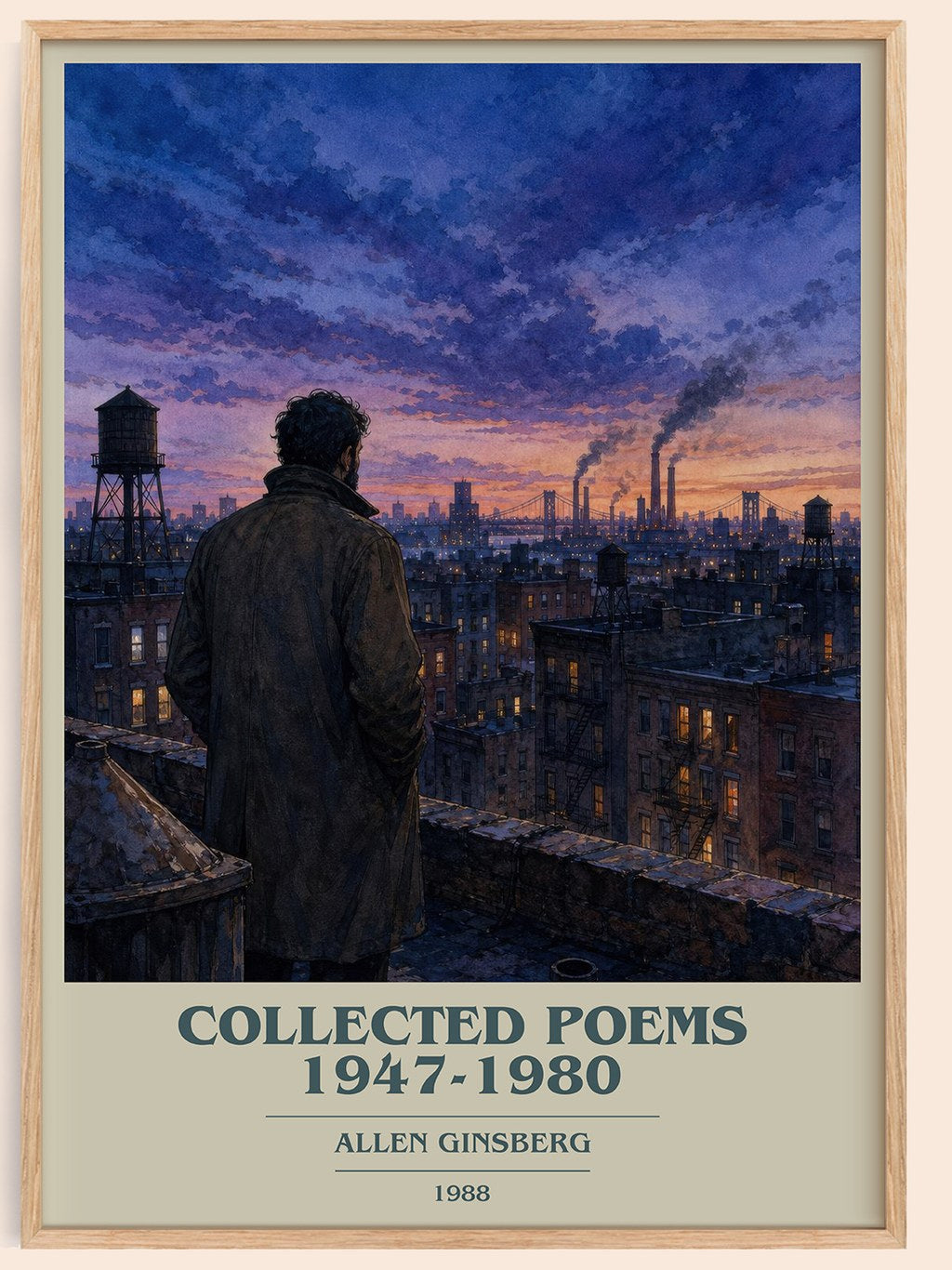 Collected Poems 1947-1980 book cover book poster by Allen Ginsberg – framed literary art print