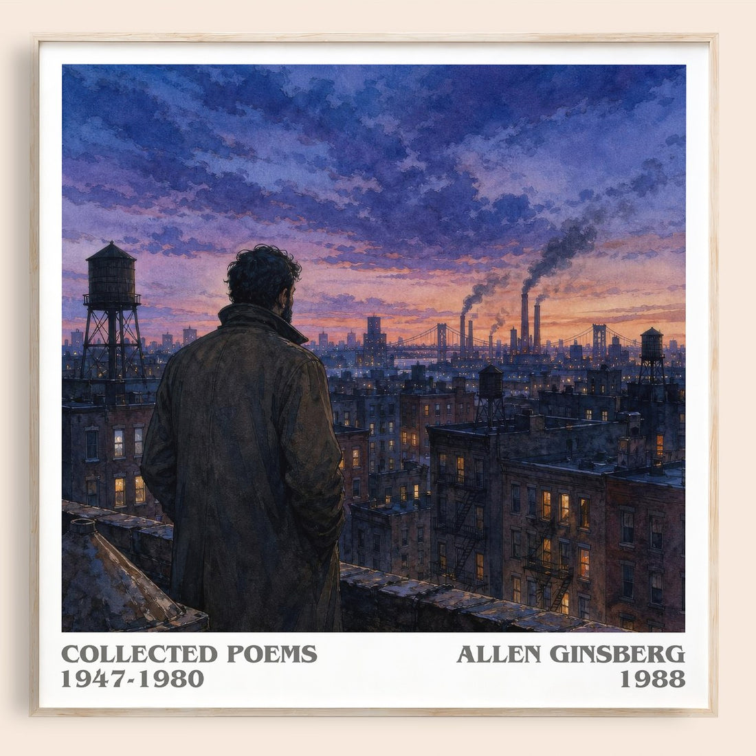 Collected Poems 1947-1980 literary book poster by Allen Ginsberg – framed literary art print