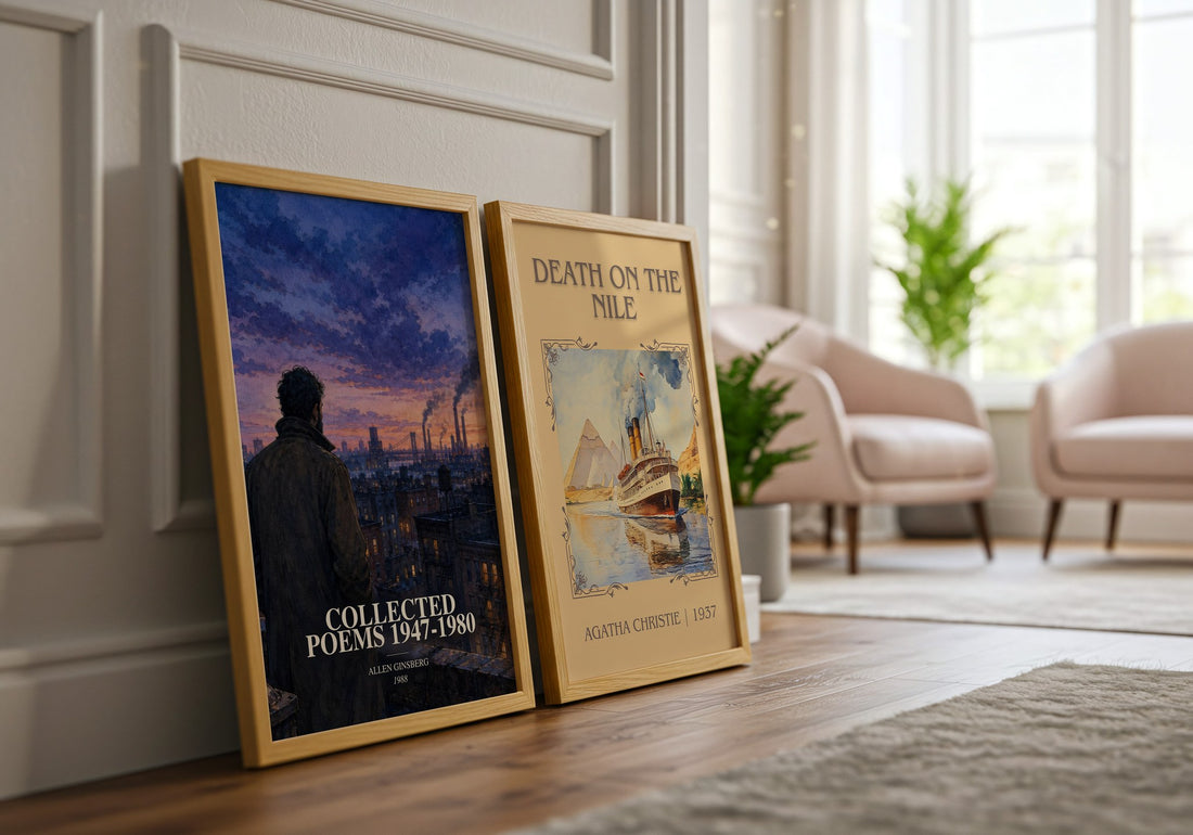 Collected Poems 1947-1980 watercolour print framed by window – literary home decor