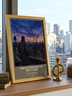 Collected Poems 1947-1980 book cover print framed by window – literary home decor