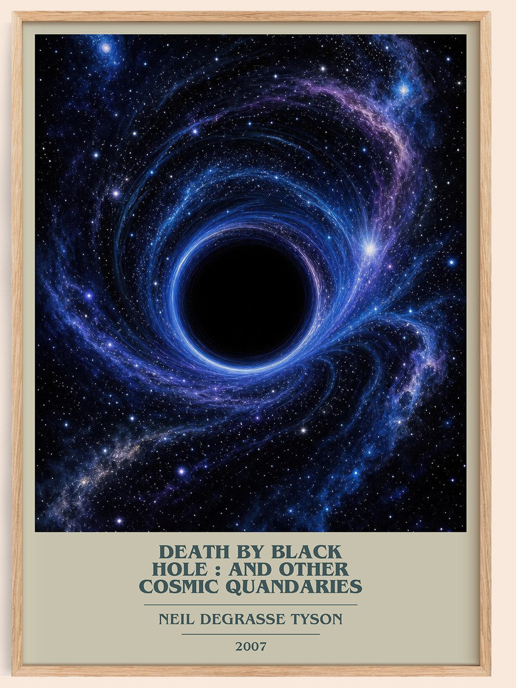 Death by black hole : and other cosmic quandaries book cover book poster by Neil deGrasse Tyson – framed literary art print