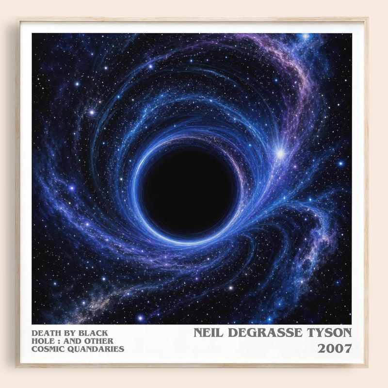 Death by black hole : and other cosmic quandaries literary book poster by Neil deGrasse Tyson – framed literary art print
