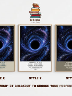 Death by black hole : and other cosmic quandaries book cover print in frame leaning in hallway – non fiction wall art