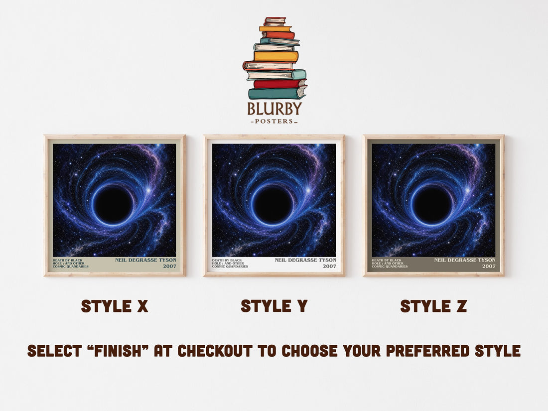 Death by black hole : and other cosmic quandaries literary print in frame leaning in hallway – non fiction wall art (mockup)
