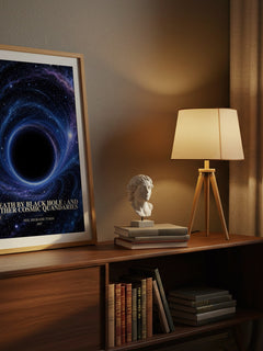 Death by black hole : and other cosmic quandaries watercolour print on bookshelf – Neil deGrasse Tyson fan gift