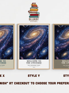 Welcome to the Universe book cover print in frame leaning in hallway – non fiction wall art