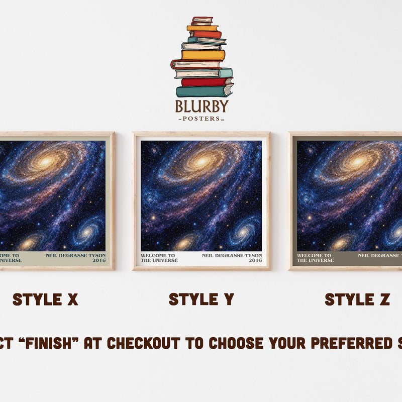Welcome to the Universe literary print in frame leaning in hallway – non fiction wall art