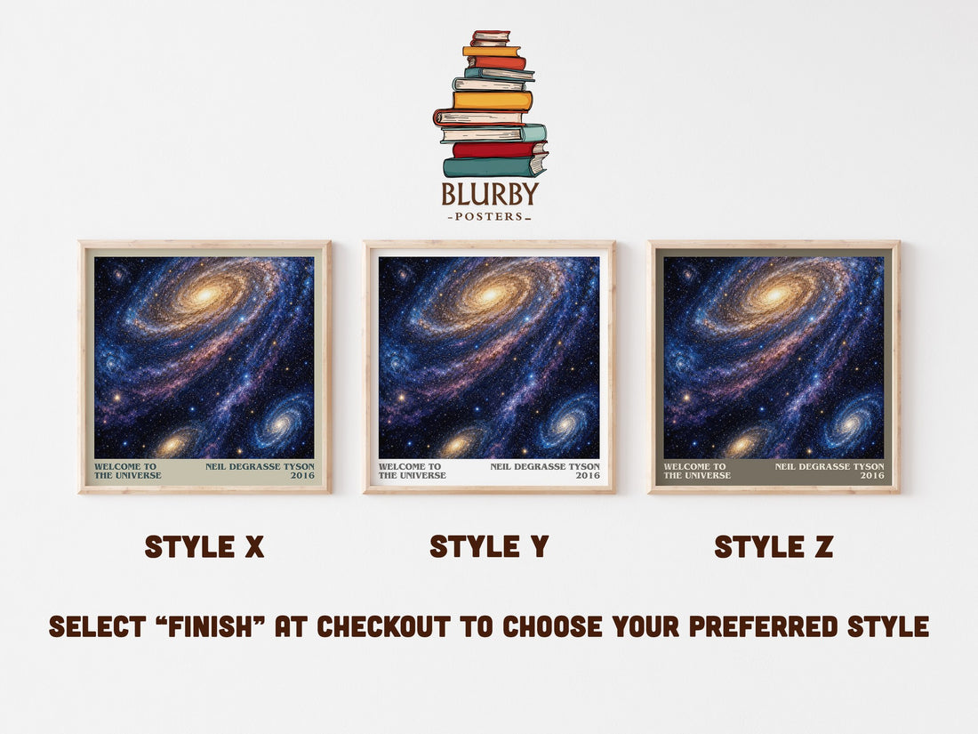 Welcome to the Universe literary print in frame leaning in hallway – non fiction wall art (mockup)