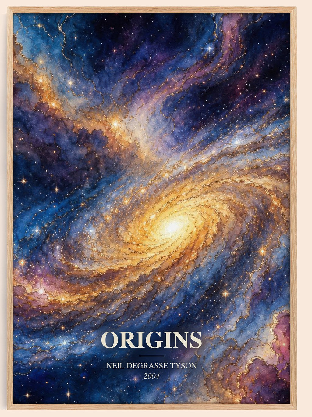 Origins watercolour book poster by Neil deGrasse Tyson – framed literary art print