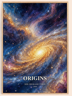 Origins watercolour book poster by Neil deGrasse Tyson – framed literary art print