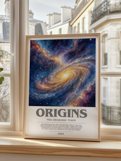 Origins bookish poster colour and style options – Neil deGrasse Tyson book art
